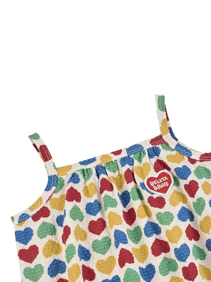 BABY Cream Rainbow Heart Polysucker Sleeveless Bodysuit