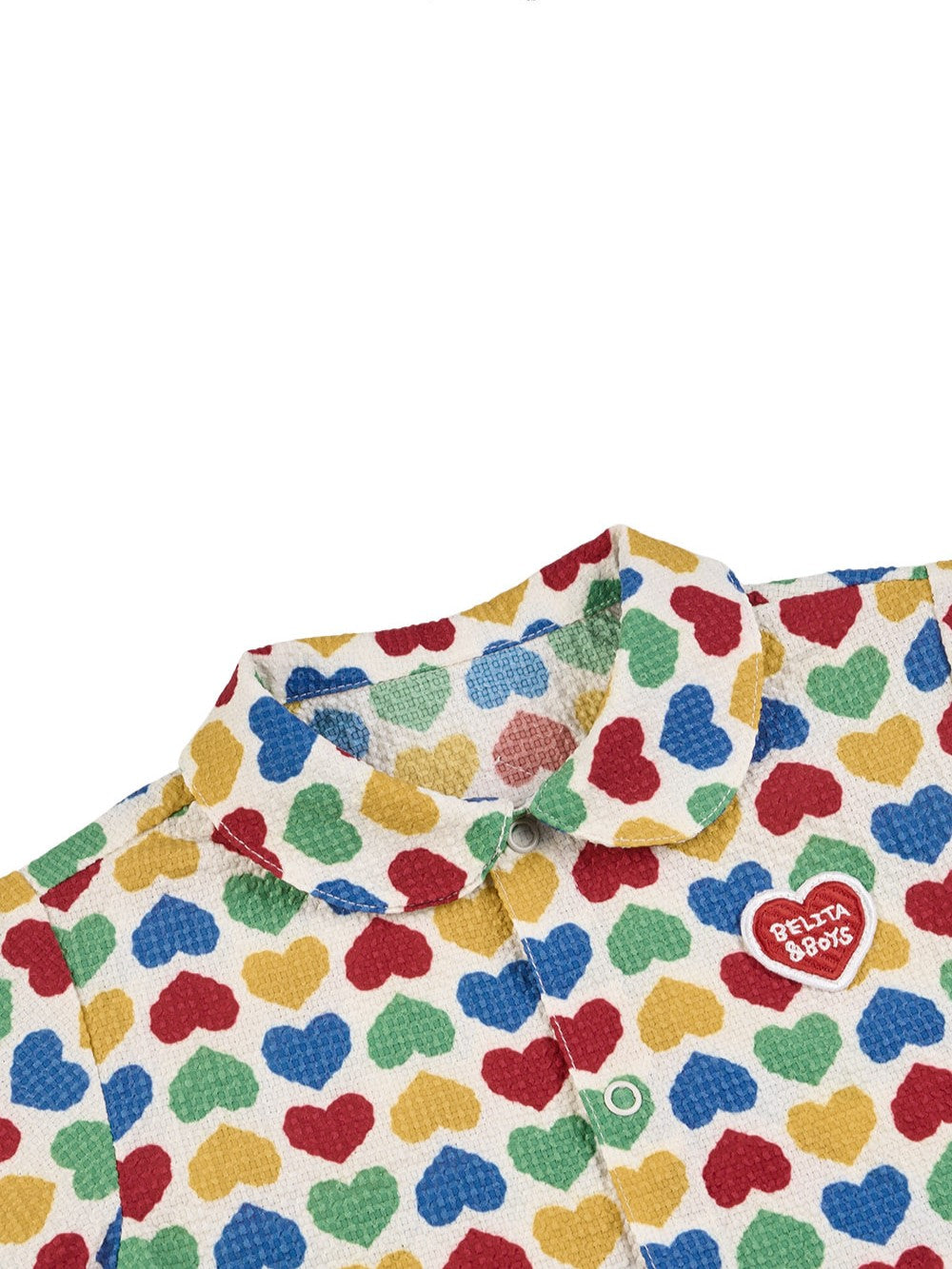 [BABY SET] Cream Rainbow Heart Polysucker Shirt & Shorts