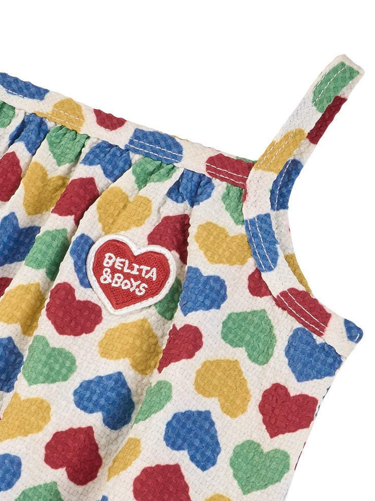 BABY Cream Rainbow Heart Polysucker Sleeveless Bodysuit