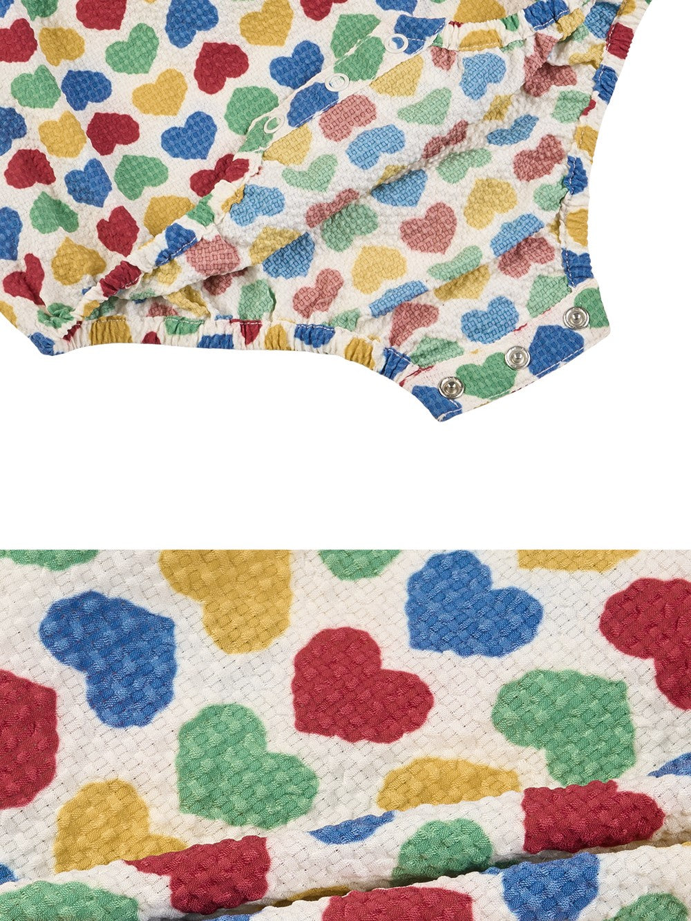 BABY Cream Rainbow Heart Polysucker Sleeveless Bodysuit