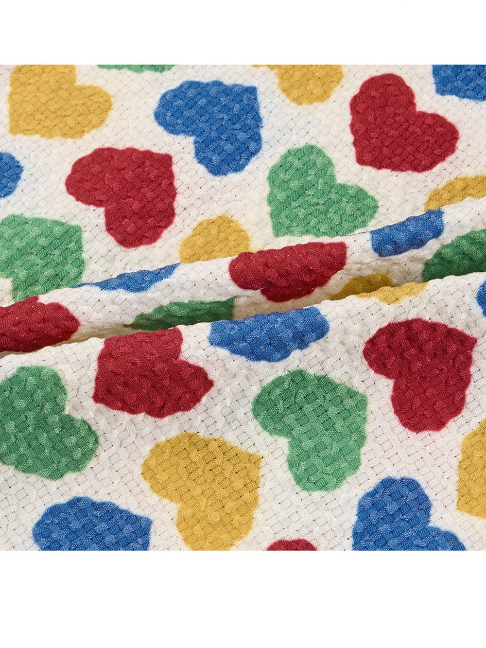 [BABY SET] Cream Rainbow Heart Polysucker Shirt & Shorts