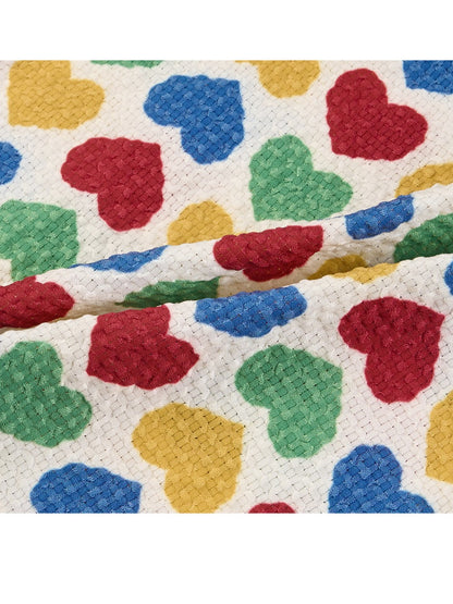 [BABY SET] Cream Rainbow Heart Polysucker Shirt & Shorts