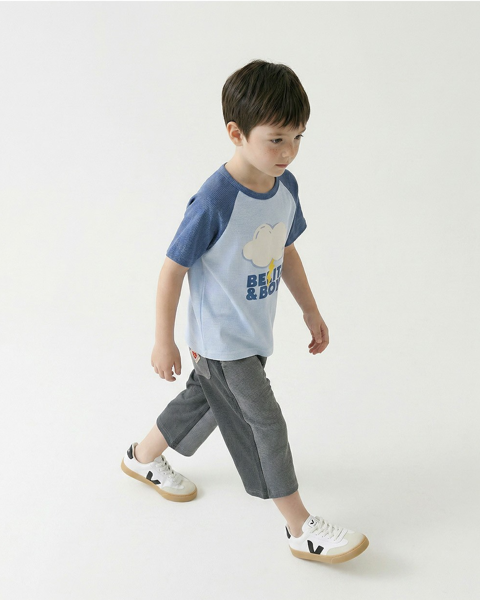 Grey BB Heart Color Block Polysucker Crop Pants