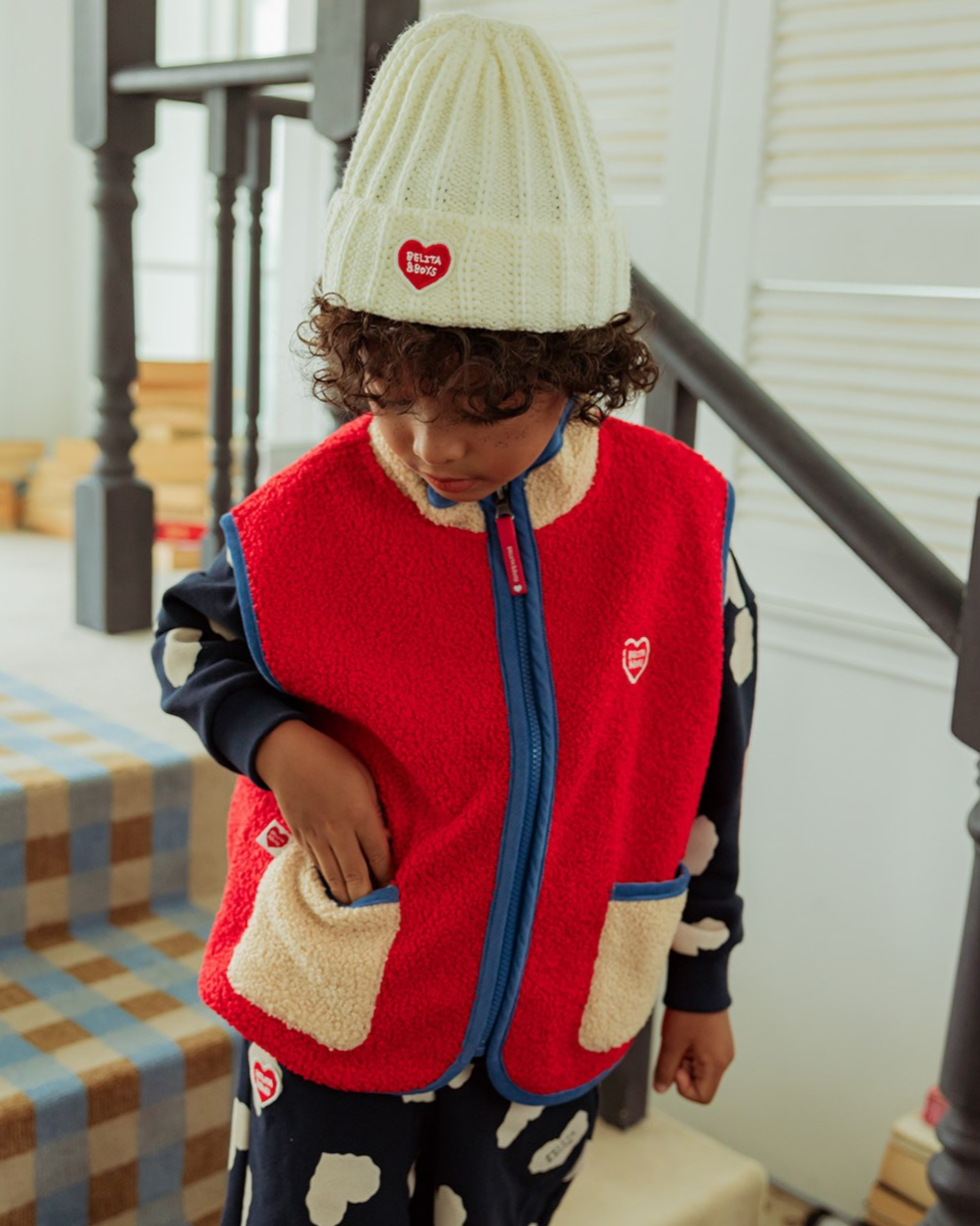 Cream BB Heart Short Beanie