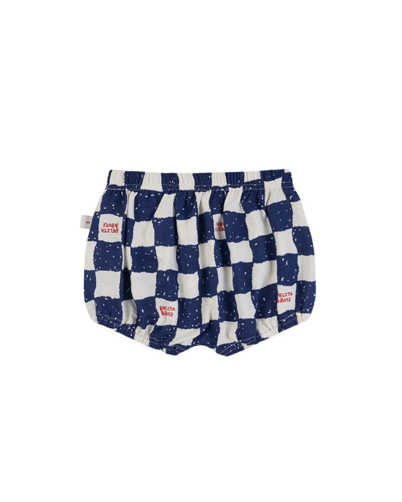 [BABY SET] Blue Checkerboard Mesh Sleeveless Shorts