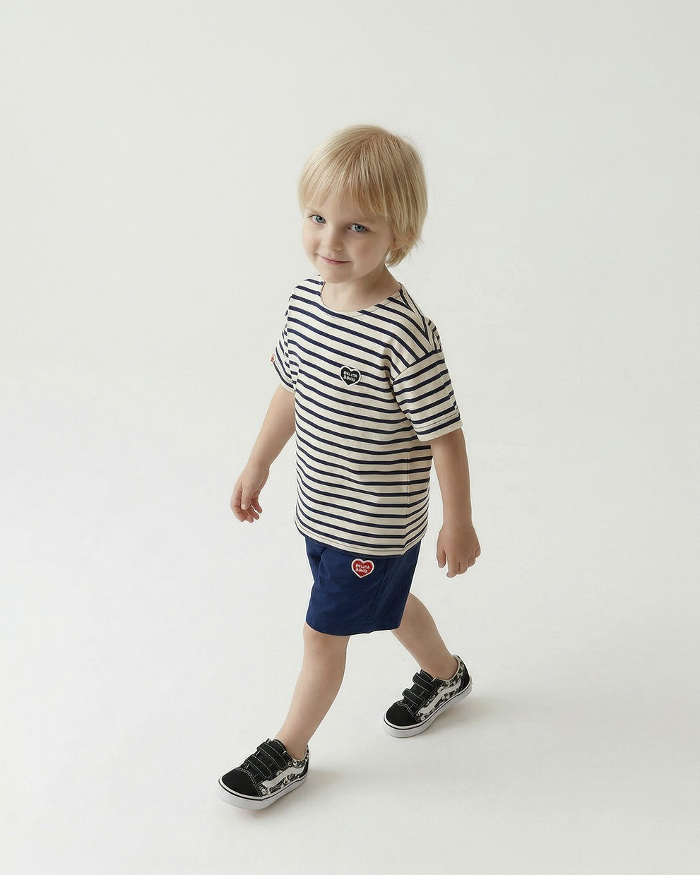 Navy BB Heart Nylon Shorts