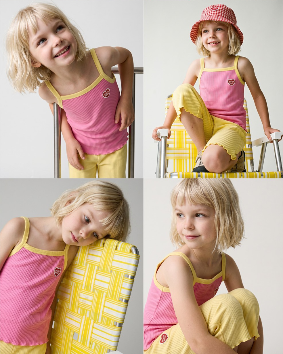 [GIRL SET] Pink BB Heart Two-Tone Sleeveless One Mile