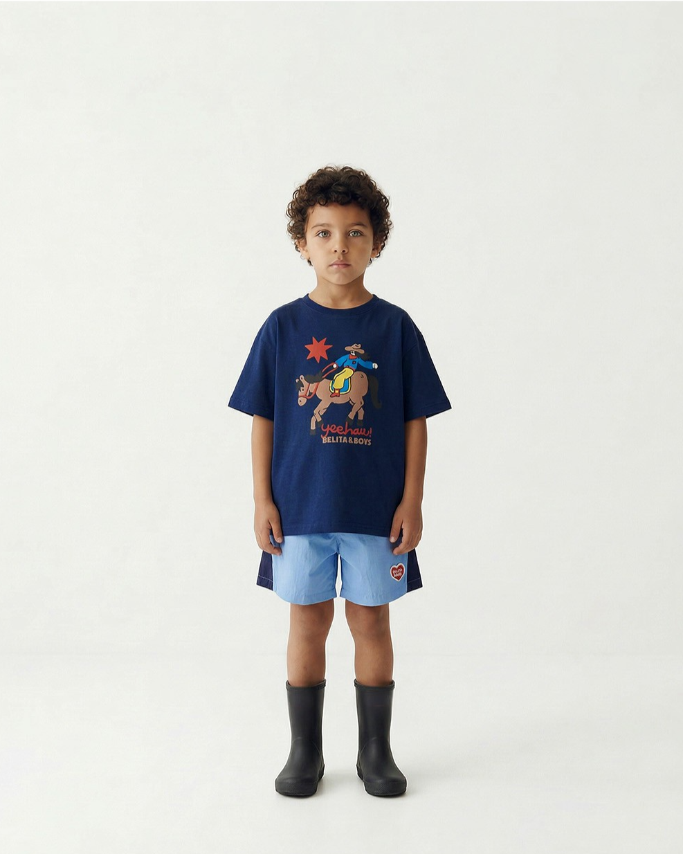 Blue BB Heart Edge Color Block Shorts