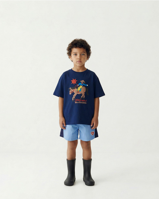 Blue BB Heart Edge Color Block Shorts