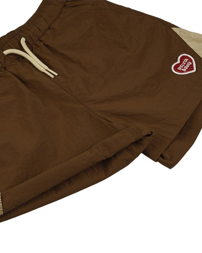Brown BB Heart Edge Color Block Shorts