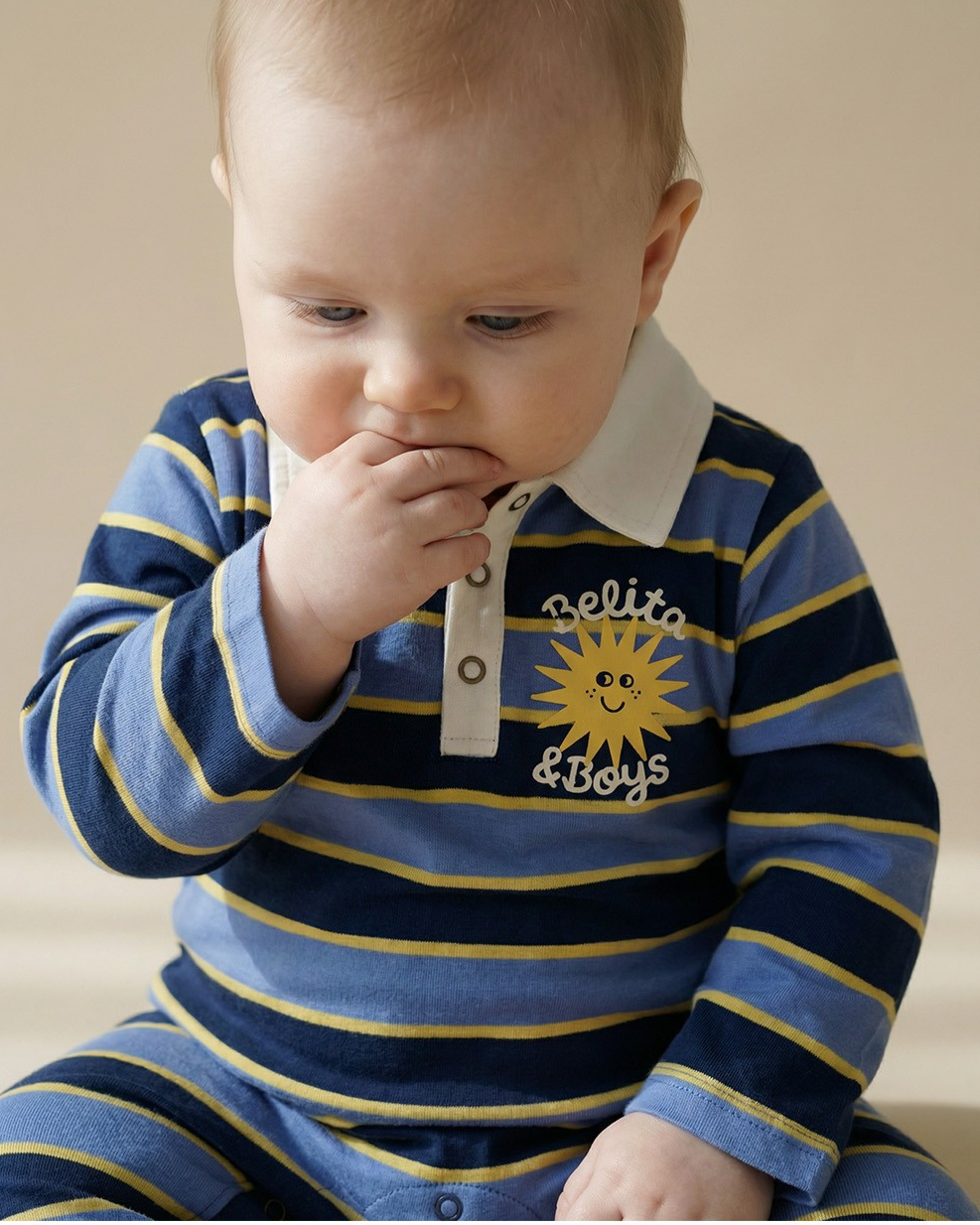 BABY Navy Sun Multi Stripe Collar Jumpsuit