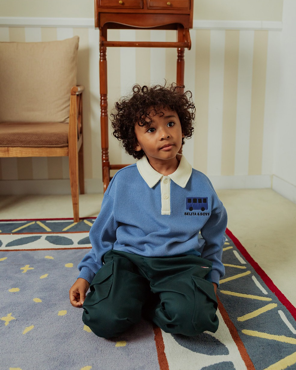 Light Blue Bus Collar Knit Sweater