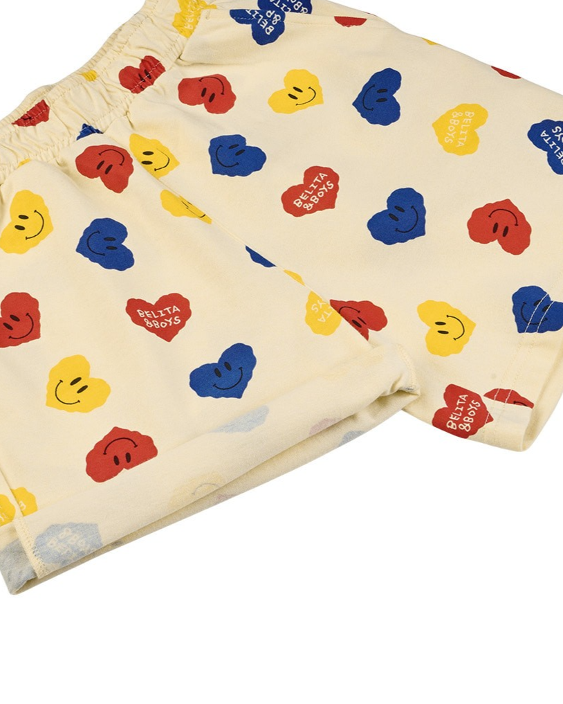 [SET] Light Yellow Smile Heart Pattern Shorts