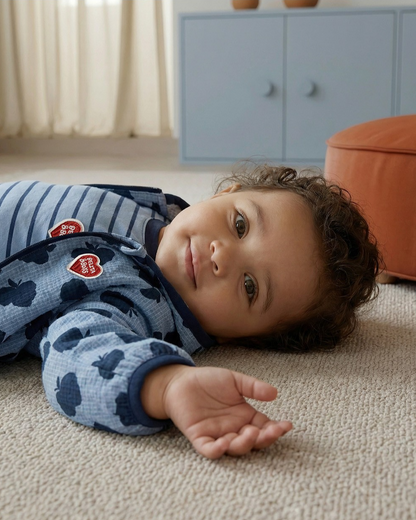 BABY Navy Bubble Apple Pattern Windbreaker