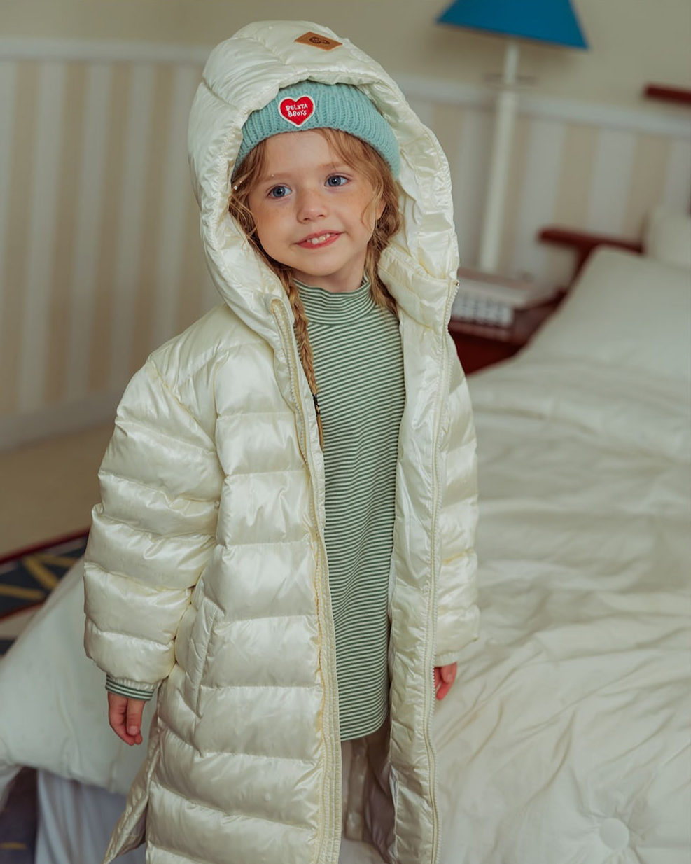 Cream BB Heart Duck Down Long Jumper