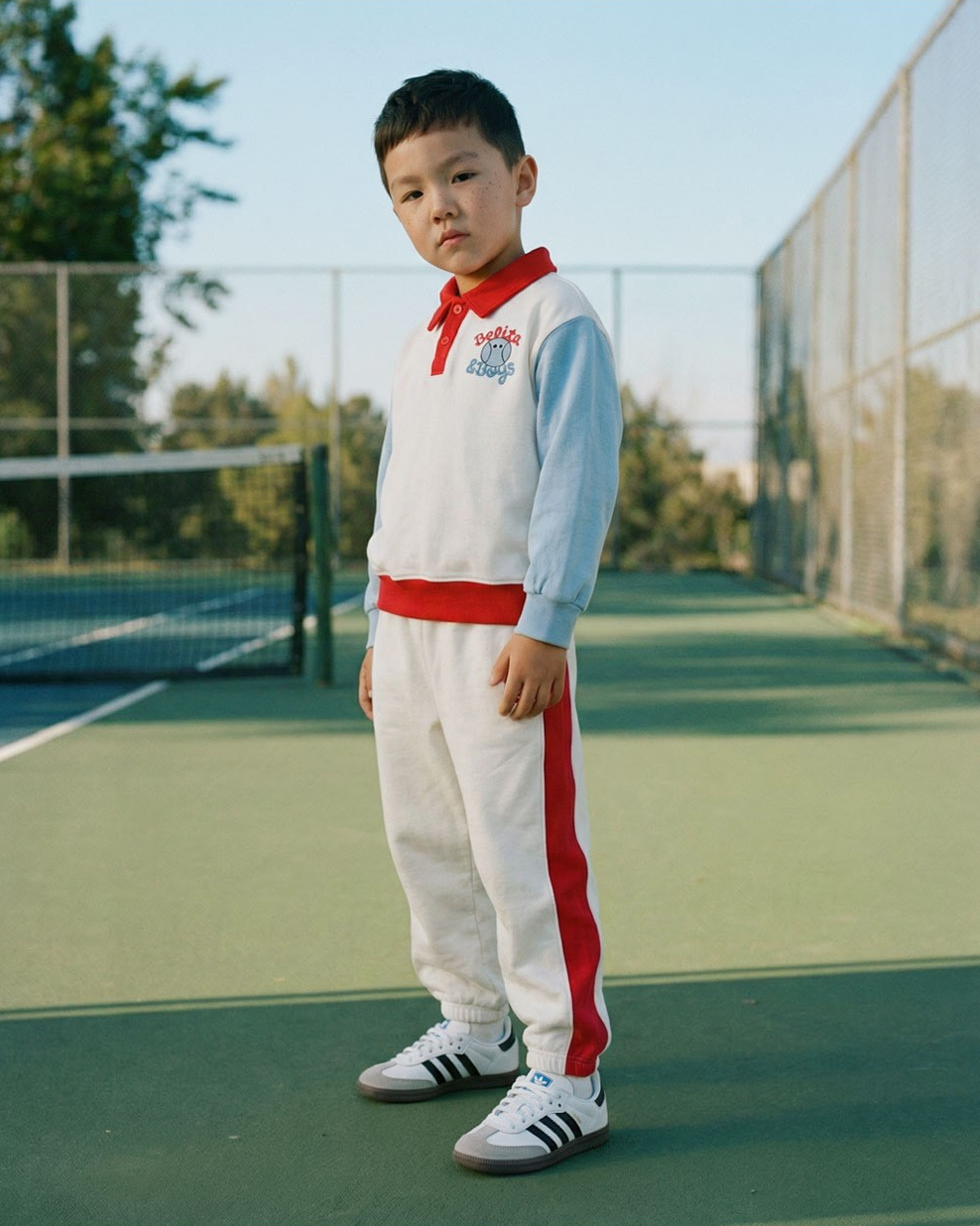 [SET] Ivory Tennis Color Block Collar Jogger