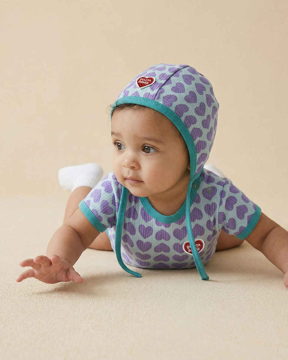 BABY Violet BB Heart Pattern Bonnet