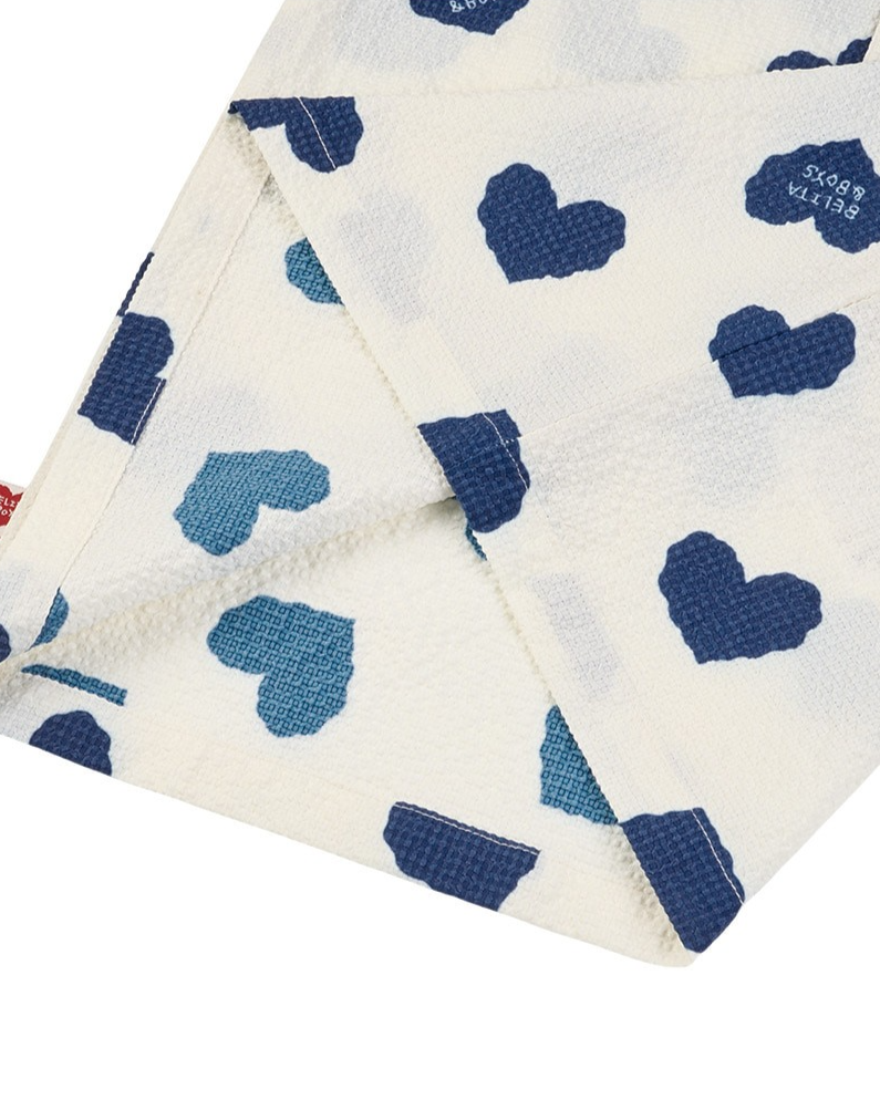 [SET] Blue Heart Pattern Polysucker Sleeveless Crop