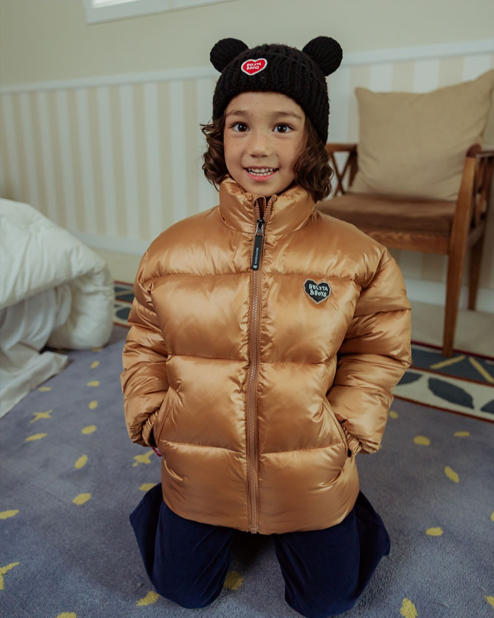 Beige BB Heart Basic Puffer Jumper