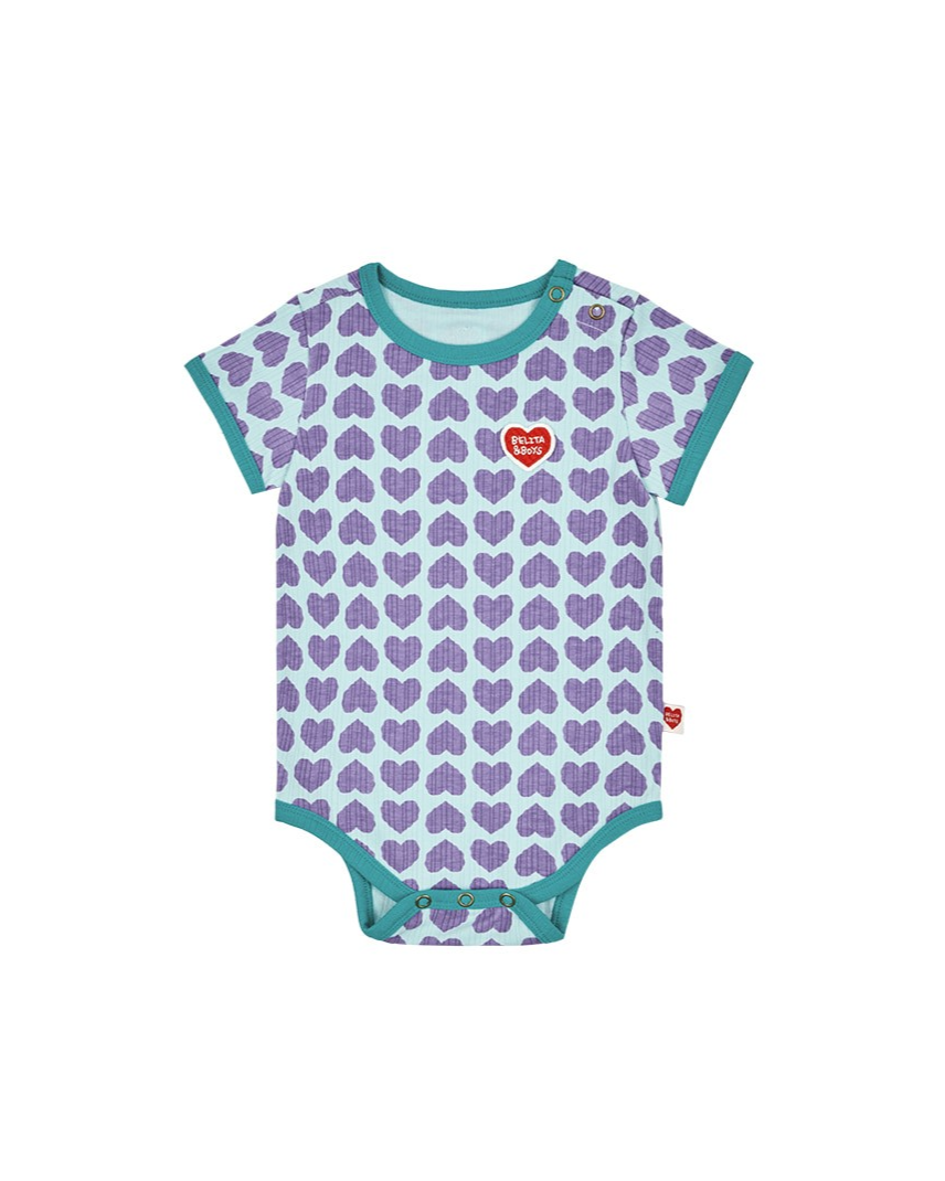 BABY Violet BB Heart Pattern Short Bodysuit