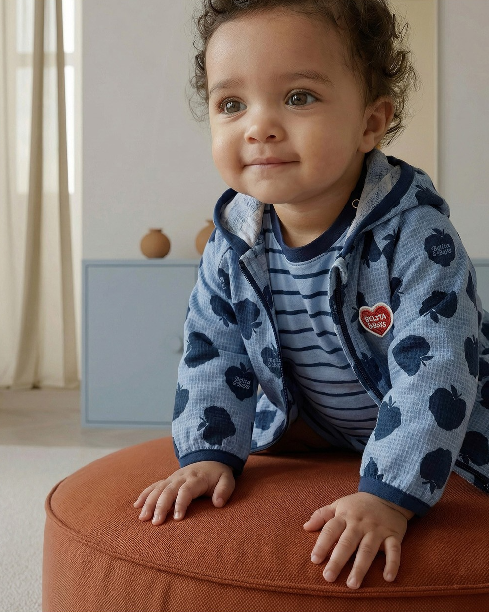 BABY Navy Bubble Apple Pattern Windbreaker