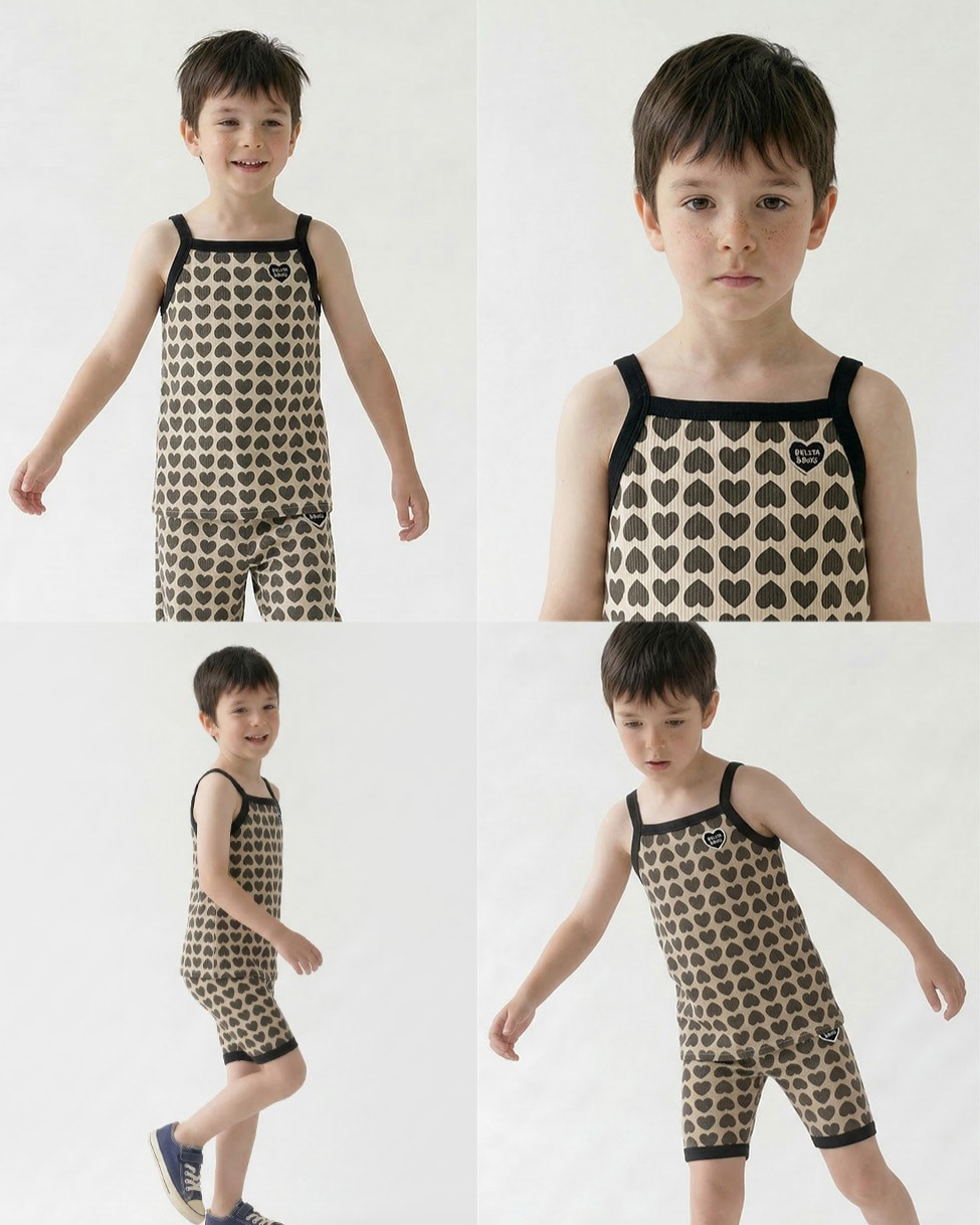 Charcoal BB Heart Pattern One Mile Sleeveless