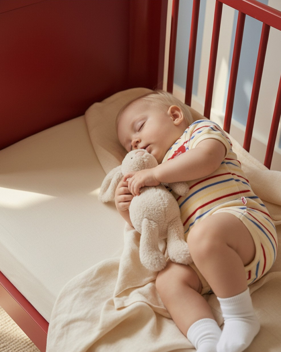 [BABY SET] Cream Bubble Apple Multi Stripe Terry Shorts