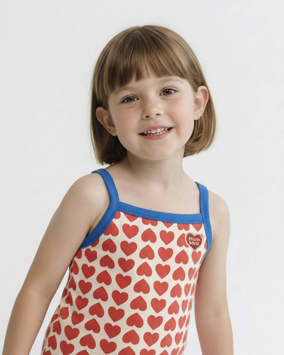 Red BB Heart Pattern One Mile Sleeveless