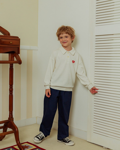 Cream BB Heart Collar Knit Sweater