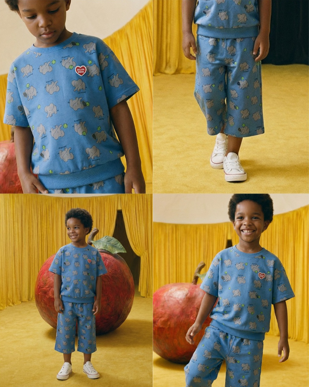 [SET] Blue Elephant Pattern Crop