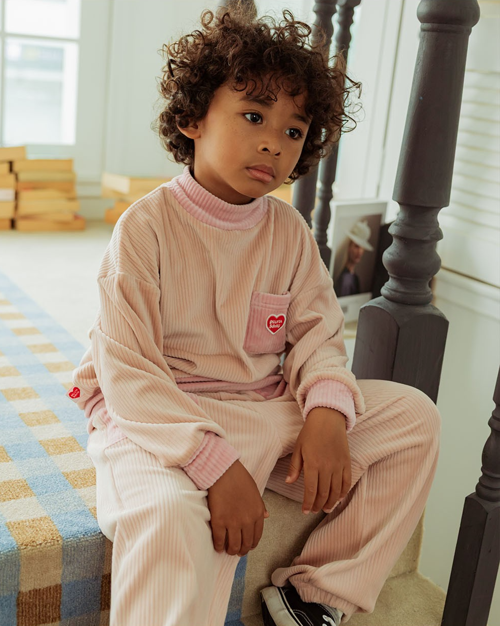 [SET] Pink BB Heart Velour Half Neck Jogger