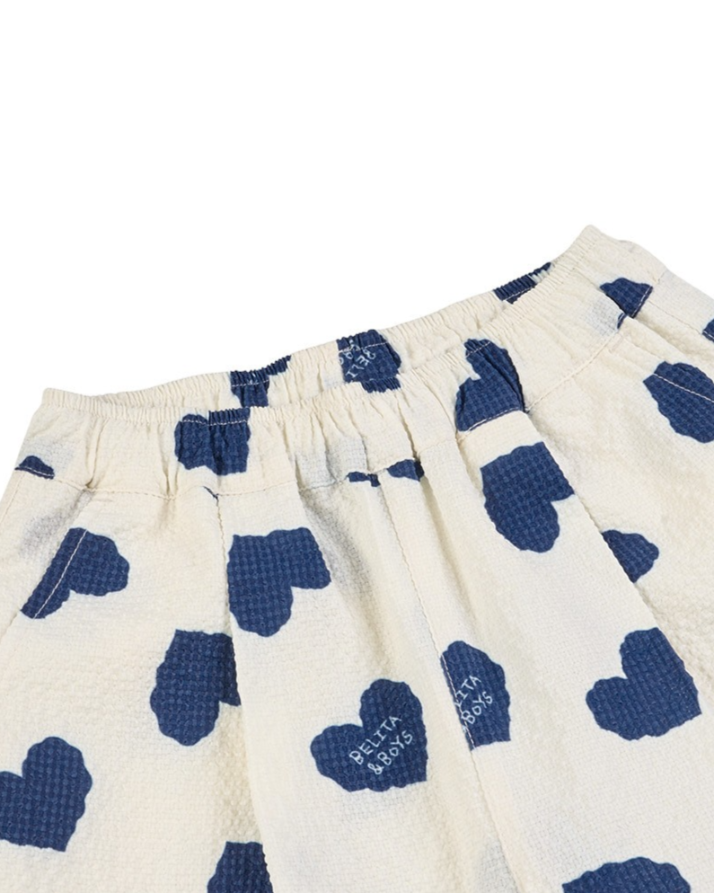 [SET] Blue Heart Pattern Polysucker Sleeveless Crop