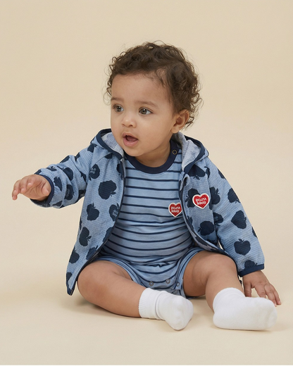 BABY Navy Bubble Apple Pattern Windbreaker