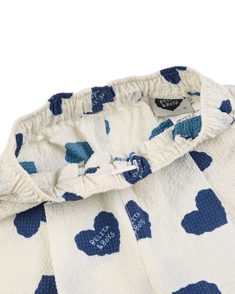 [SET] Blue Heart Pattern Polysucker Sleeveless Crop