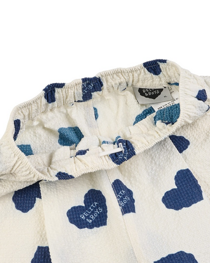 [SET] Blue Heart Pattern Polysucker Sleeveless Crop