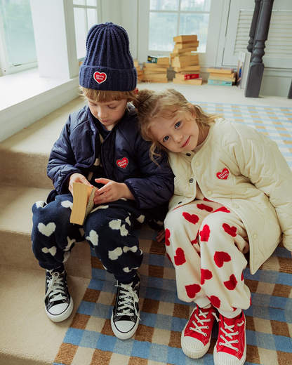 [SET] Red BB Heart Pattern Fleece Jogger