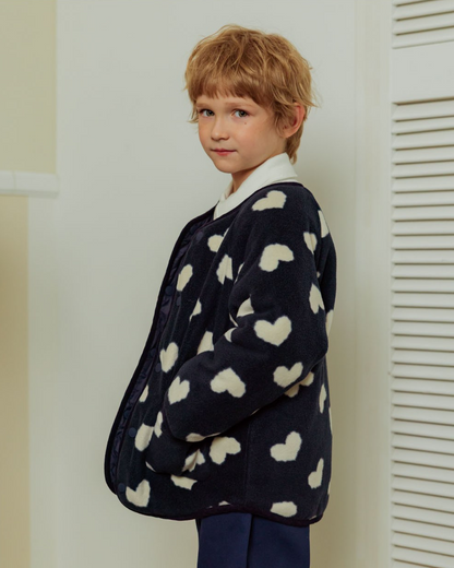 Navy BB Heart Pattern Reversible Jumper