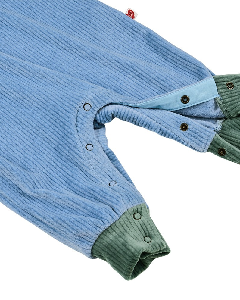 BABY Light Blue Color Block Velour Jumpsuit