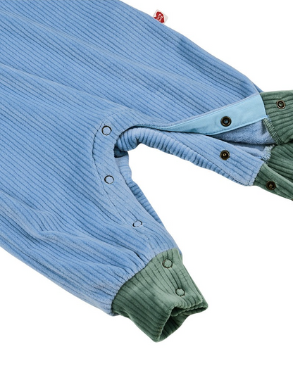 BABY Light Blue Color Block Velour Jumpsuit