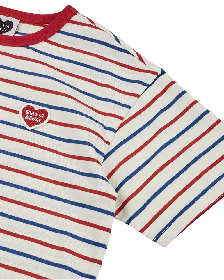 [SET] Red BB Heart Multi Stripe Shorts
