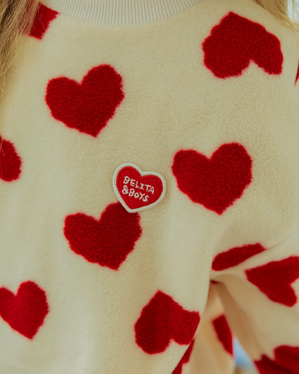 [SET] Red BB Heart Pattern Fleece Jogger