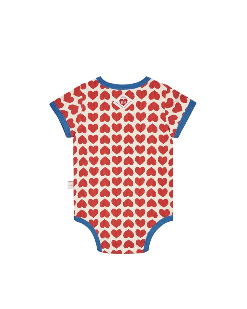 BABY Red BB Heart Pattern Short Bodysuit