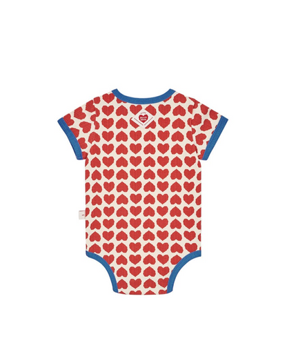 BABY Red BB Heart Pattern Short Bodysuit