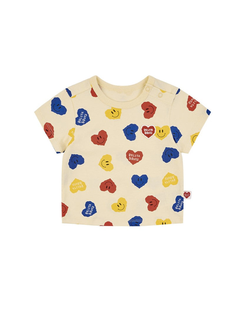 [BABY SET] Light Yellow Smile Heart Pattern Shorts