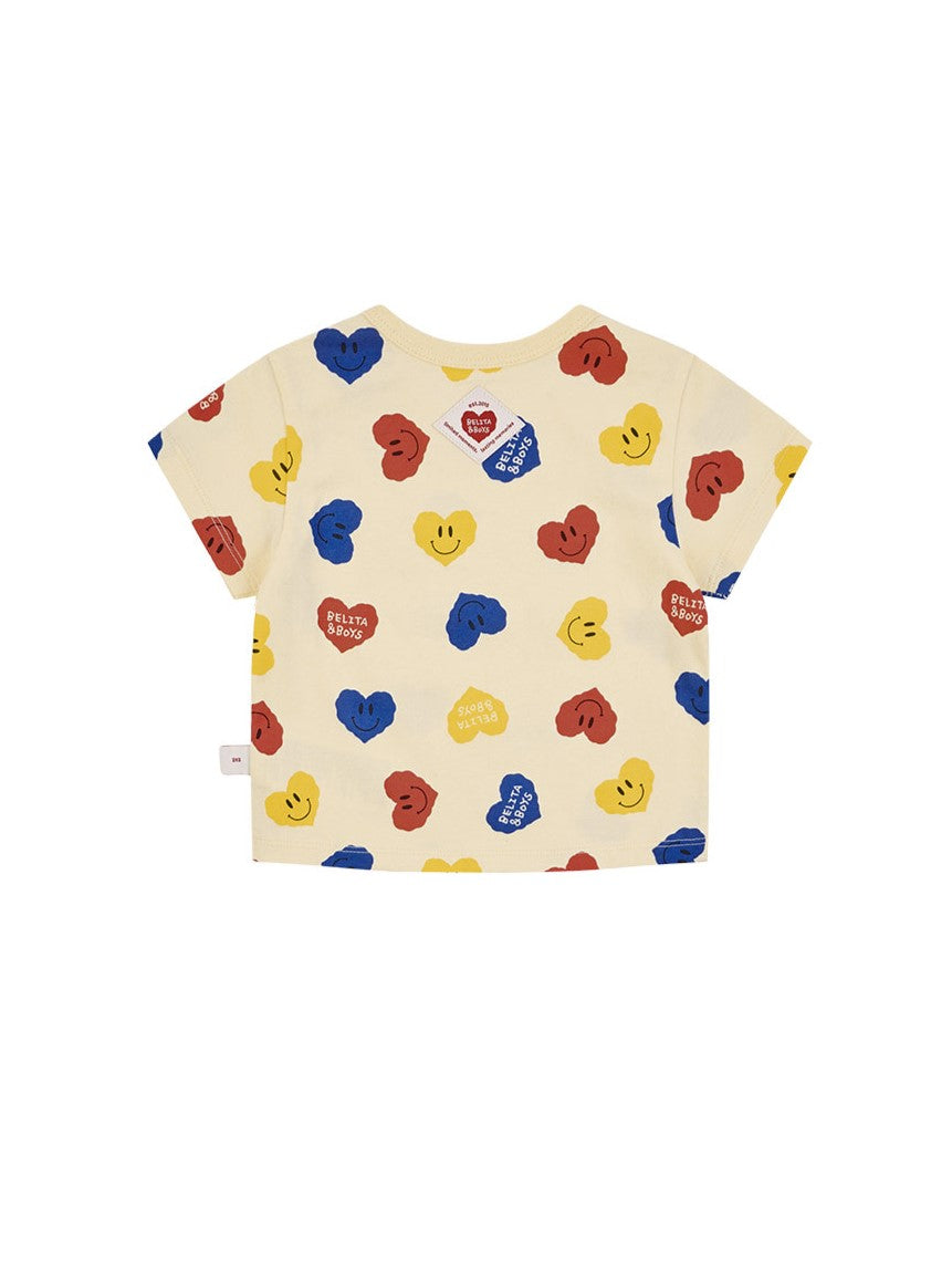 [BABY SET] Light Yellow Smile Heart Pattern Shorts