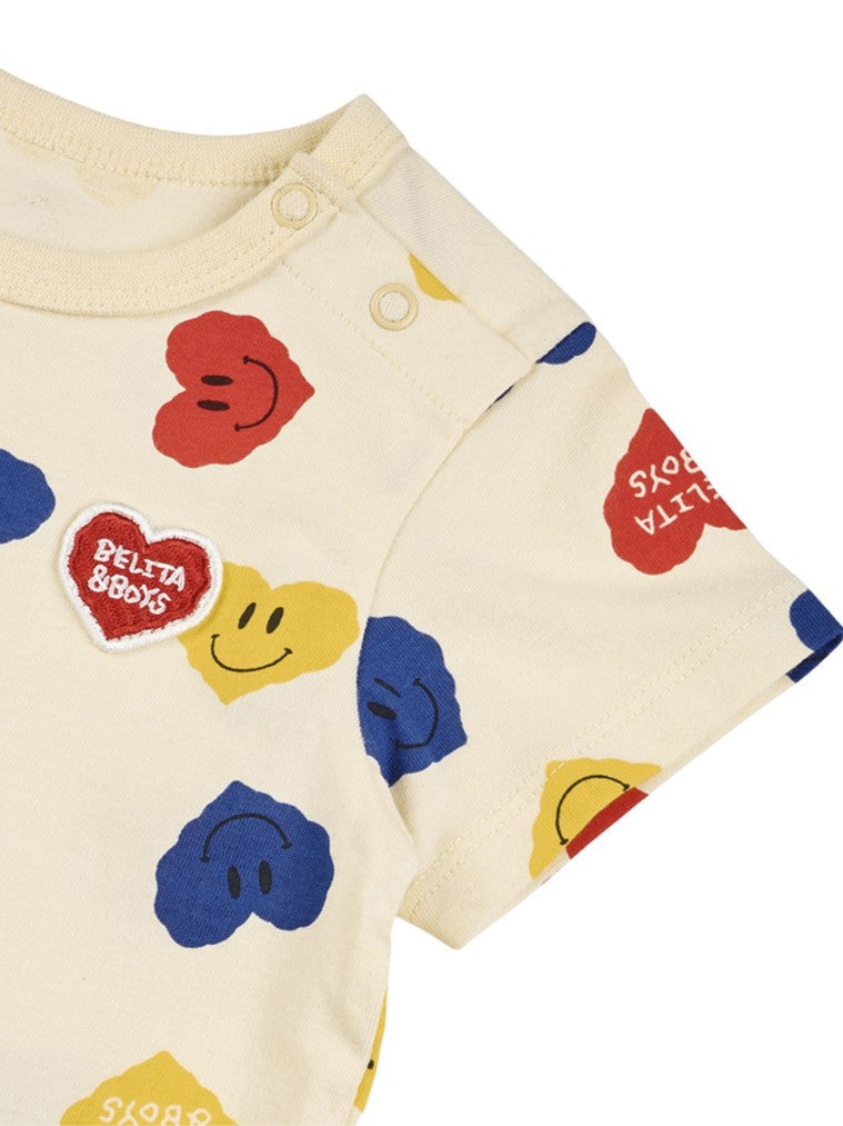 [BABY SET] Light Yellow Smile Heart Pattern Shorts