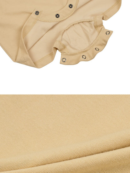 BABY Beige Cowboy Color Block Short Jumpsuit