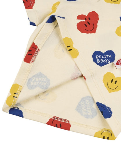 [BABY SET] Light Yellow Smile Heart Pattern Shorts