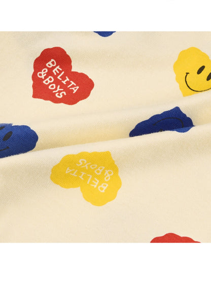 [BABY SET] Light Yellow Smile Heart Pattern Shorts