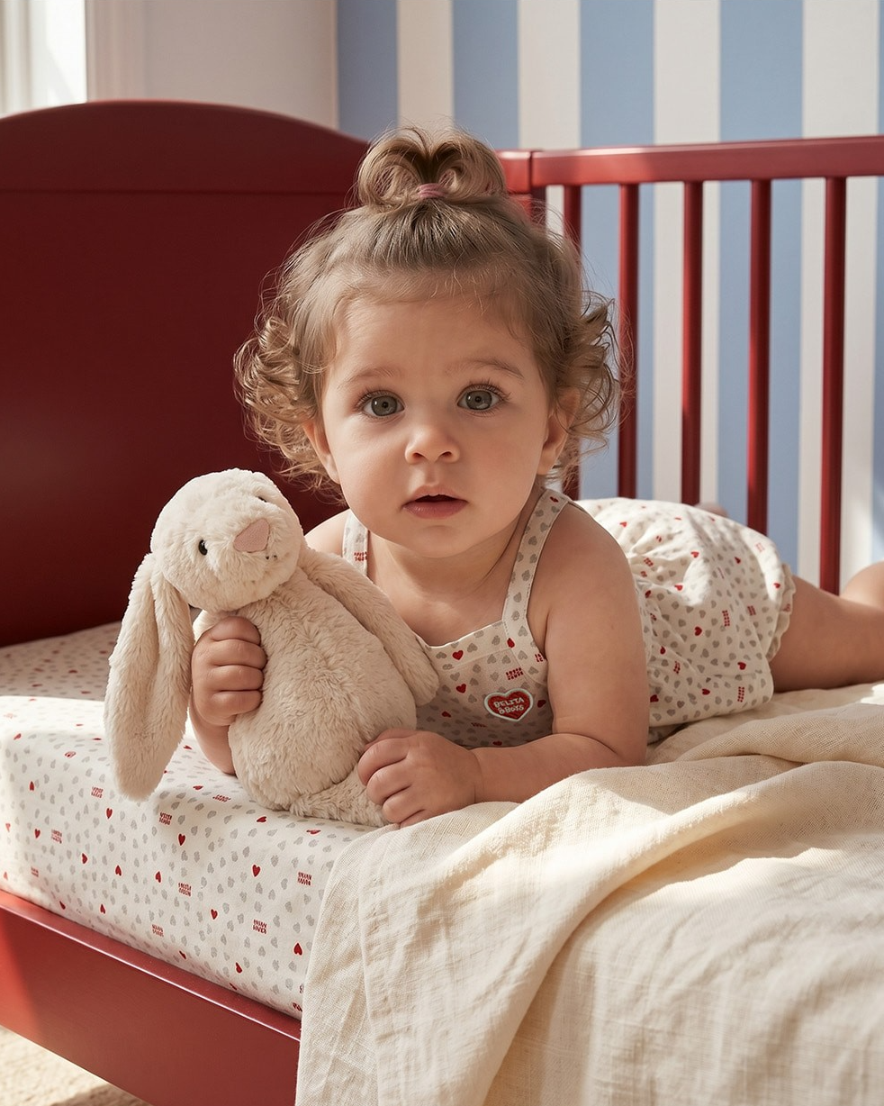[BABY GIRL SET] Light Grey Heart Star Mesh Sleeveless Shorts